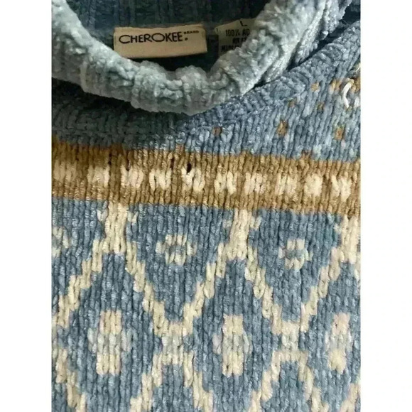 Vintage Cherokee Turtleneck Sweater in Blue With Patterns Buttery Soft Size L - Picture 9 of 15